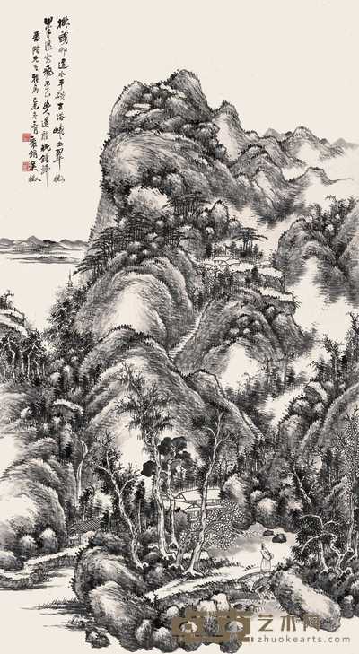 吴徵 1919年作 秋山觅句 立轴 146×80cm